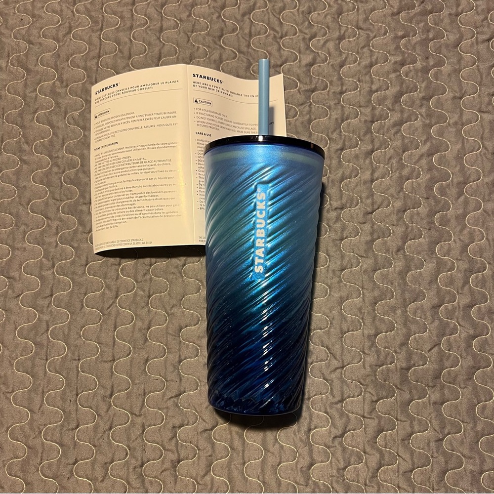 Starbucks Blue Iridescent Swirl Tumbler with Straw